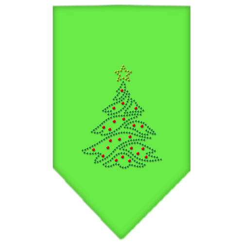 Christmas Tree Rhinestone Bandana Lime Green Small
